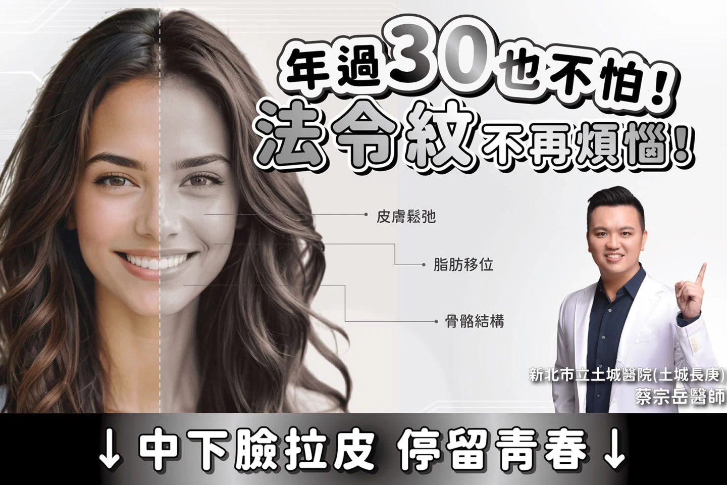 年過三十又怎樣?中下臉拉皮,讓時光為你停留! 年過三十又怎樣?中下臉拉皮,讓時光為你停留!